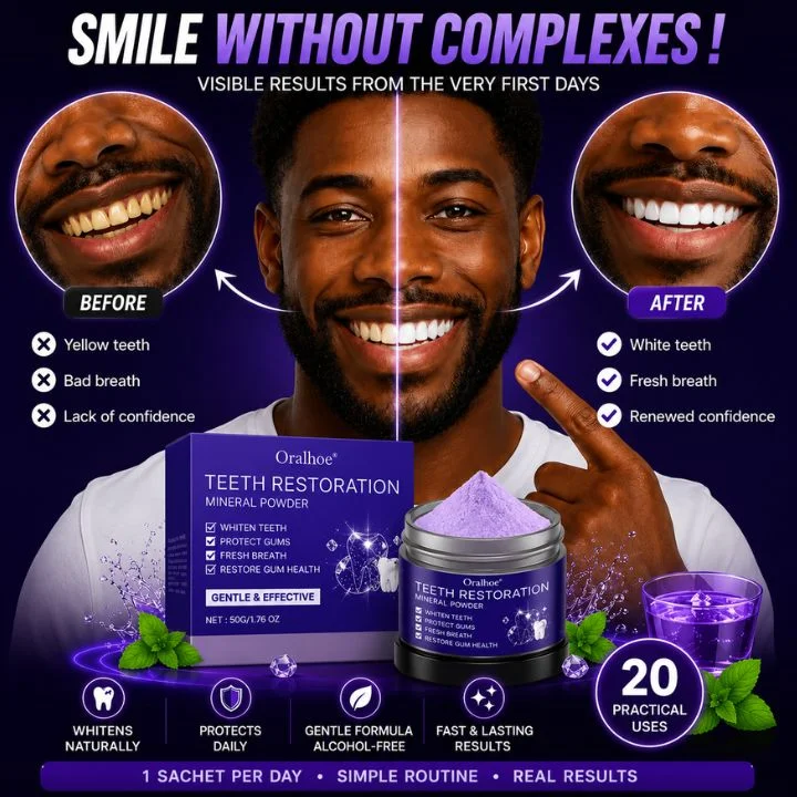 Effective whitening mineral powder to strengthen teeth and gums